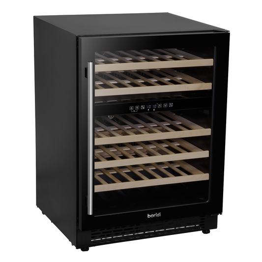Baridi DH79 Baridi 46 Bottle Dual Zone Undercounter/Freestanding Fridge with Digital Touch Screen Controls, Wooden Shelves & LED Light - Black