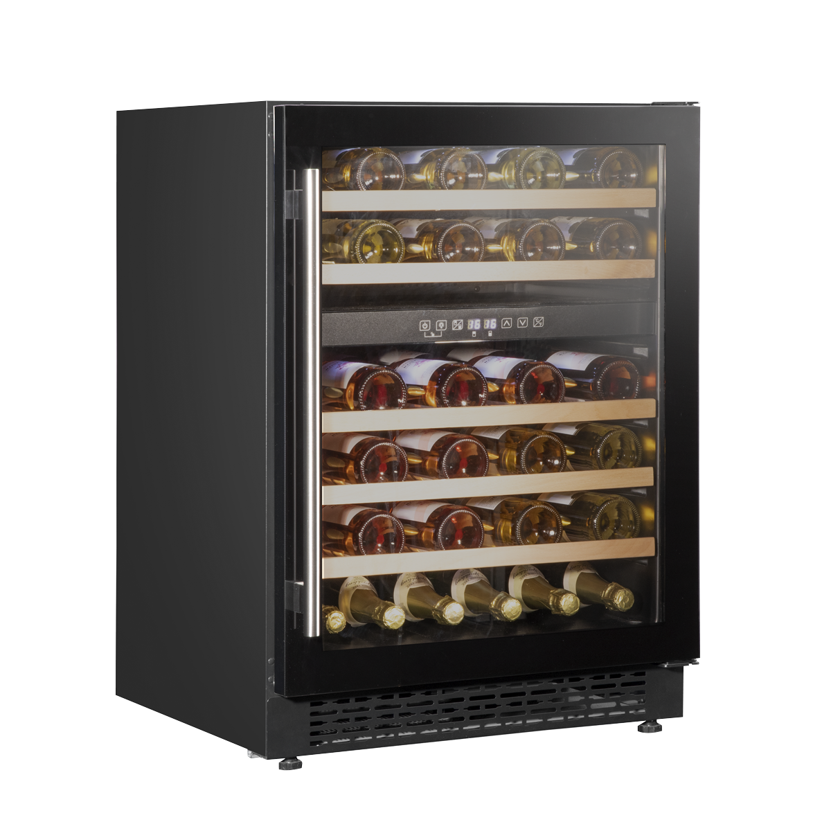 Baridi DH79 Baridi 46 Bottle Dual Zone Undercounter/Freestanding Fridge with Digital Touch Screen Controls, Wooden Shelves & LED Light - Black