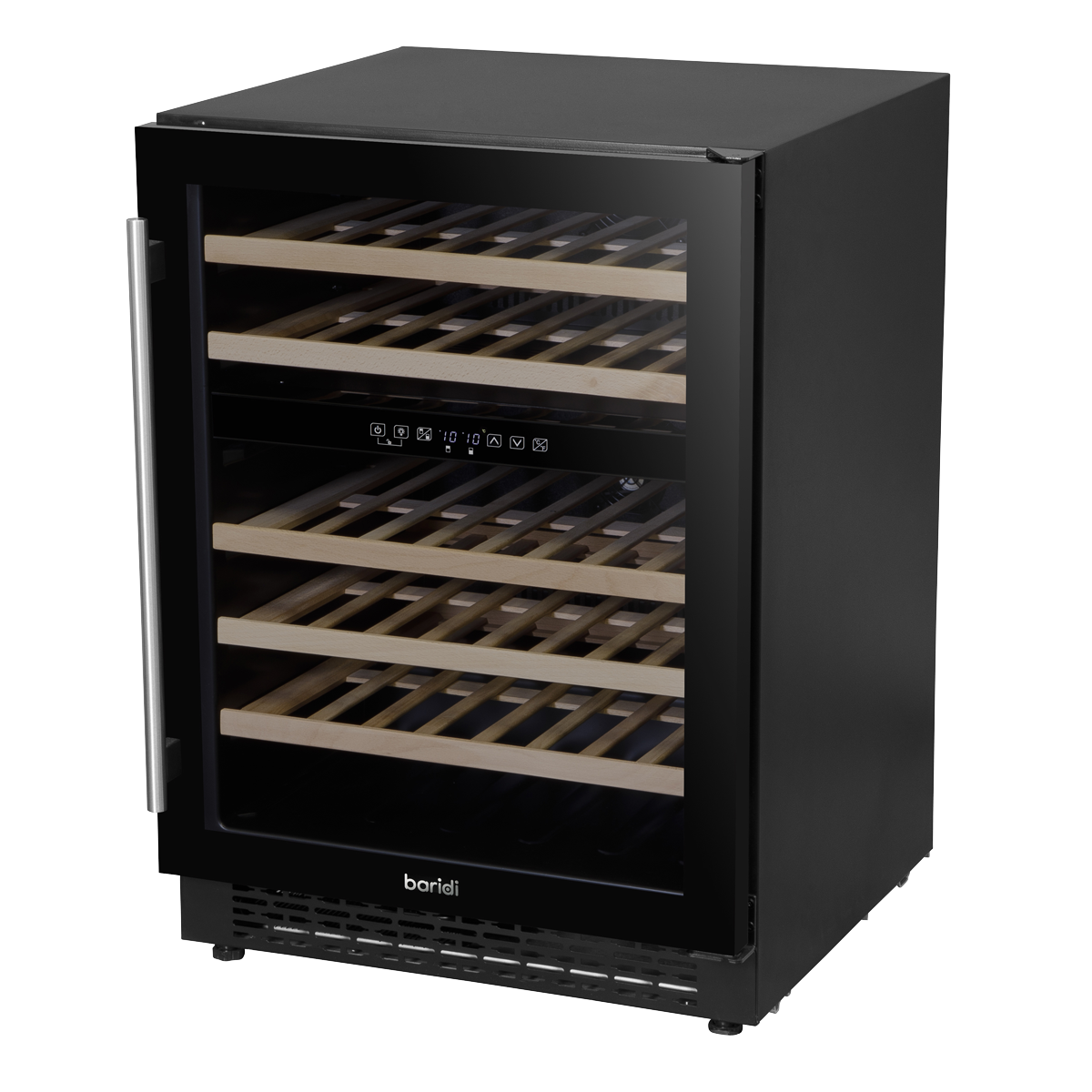 Baridi DH79 Baridi 46 Bottle Dual Zone Undercounter/Freestanding Fridge with Digital Touch Screen Controls, Wooden Shelves & LED Light - Black