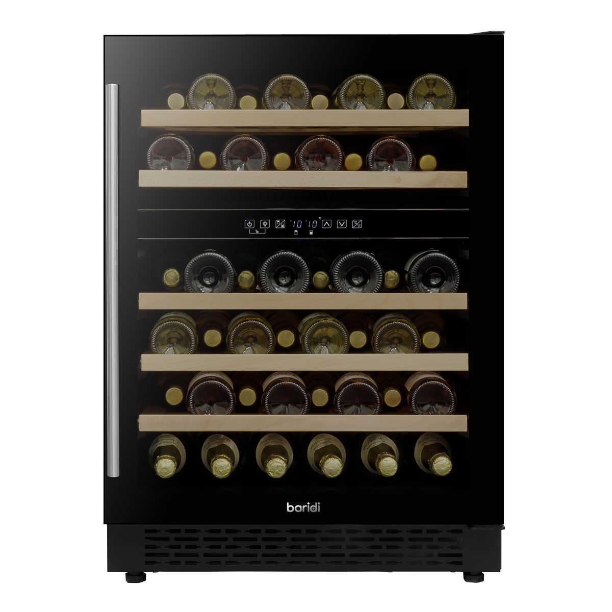 Baridi DH79 Baridi 46 Bottle Dual Zone Undercounter/Freestanding Fridge with Digital Touch Screen Controls, Wooden Shelves & LED Light - Black