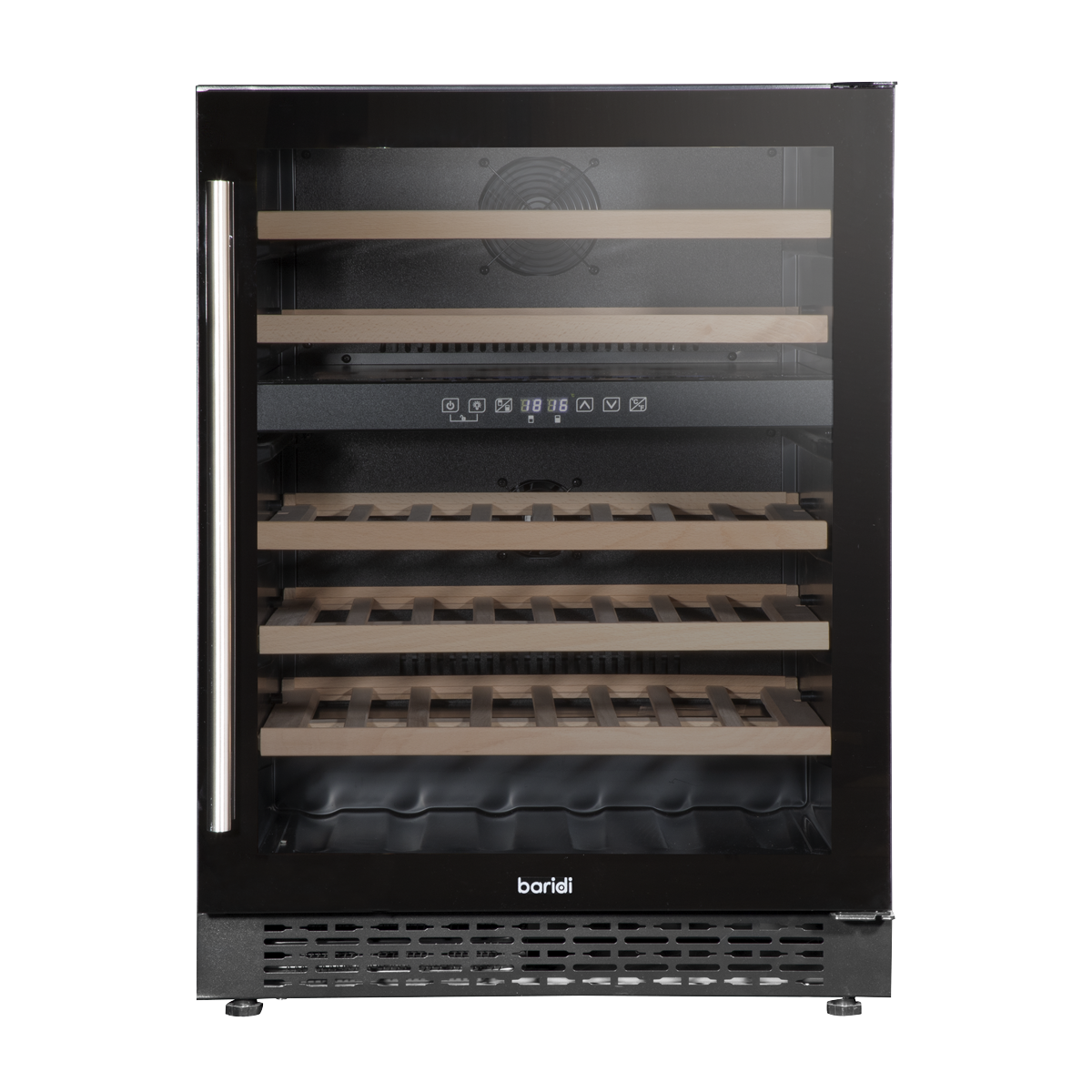 Baridi DH79 Baridi 46 Bottle Dual Zone Undercounter/Freestanding Fridge with Digital Touch Screen Controls, Wooden Shelves & LED Light - Black