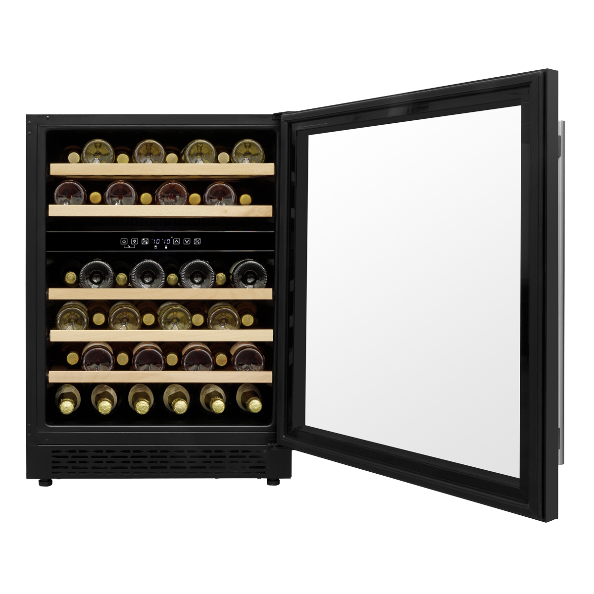 Baridi DH79 Baridi 46 Bottle Dual Zone Undercounter/Freestanding Fridge with Digital Touch Screen Controls, Wooden Shelves & LED Light - Black
