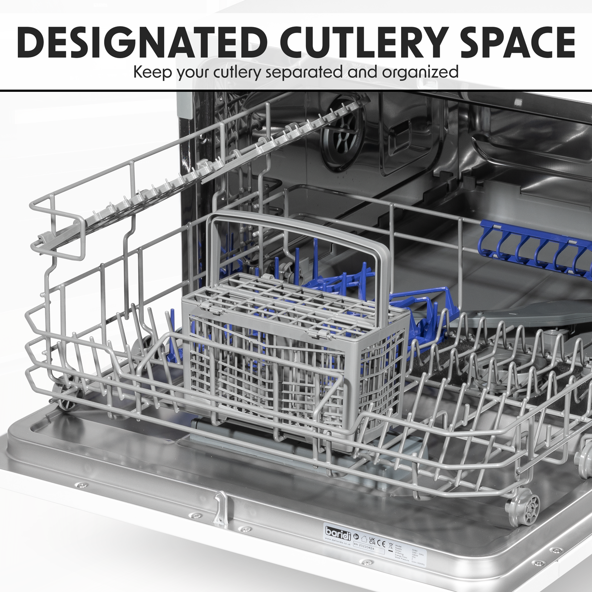 Baridi DH83 Baridi Tabletop Dishwasher 6 Place Settings 6.5L Capacity - White