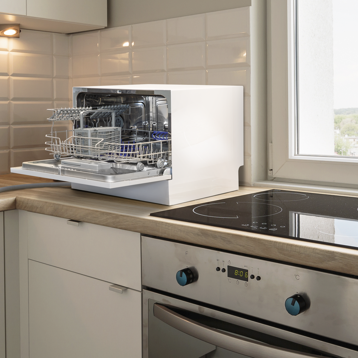 Baridi DH83 Baridi Tabletop Dishwasher 6 Place Settings 6.5L Capacity - White