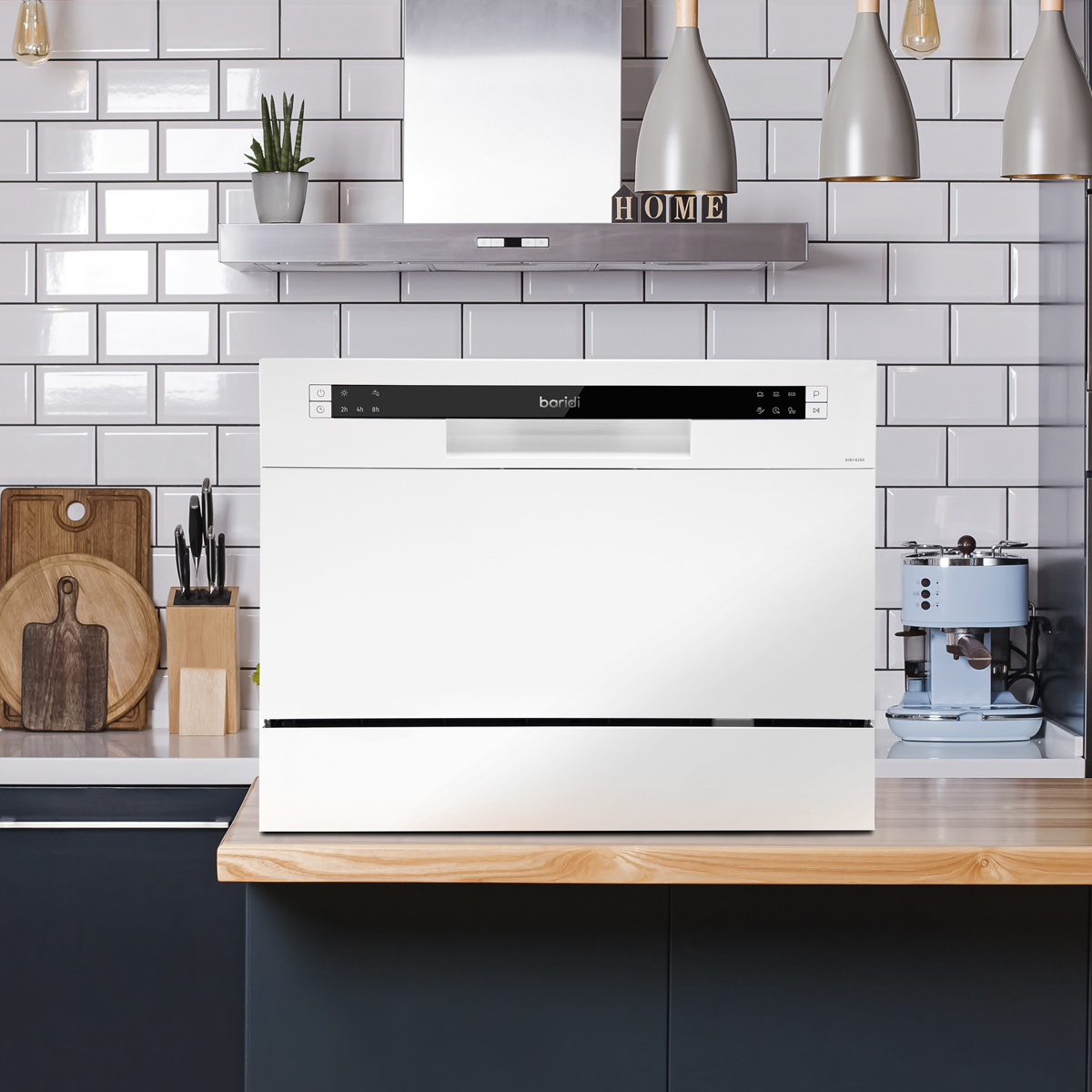 Baridi DH83 Baridi Tabletop Dishwasher 6 Place Settings 6.5L Capacity - White