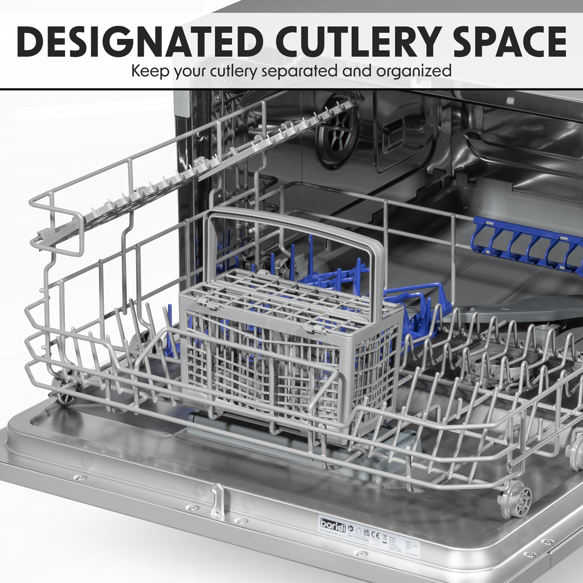 Baridi DH84 Baridi Tabletop Dishwasher 6 Place Settings 6.5L Capacity - Silver