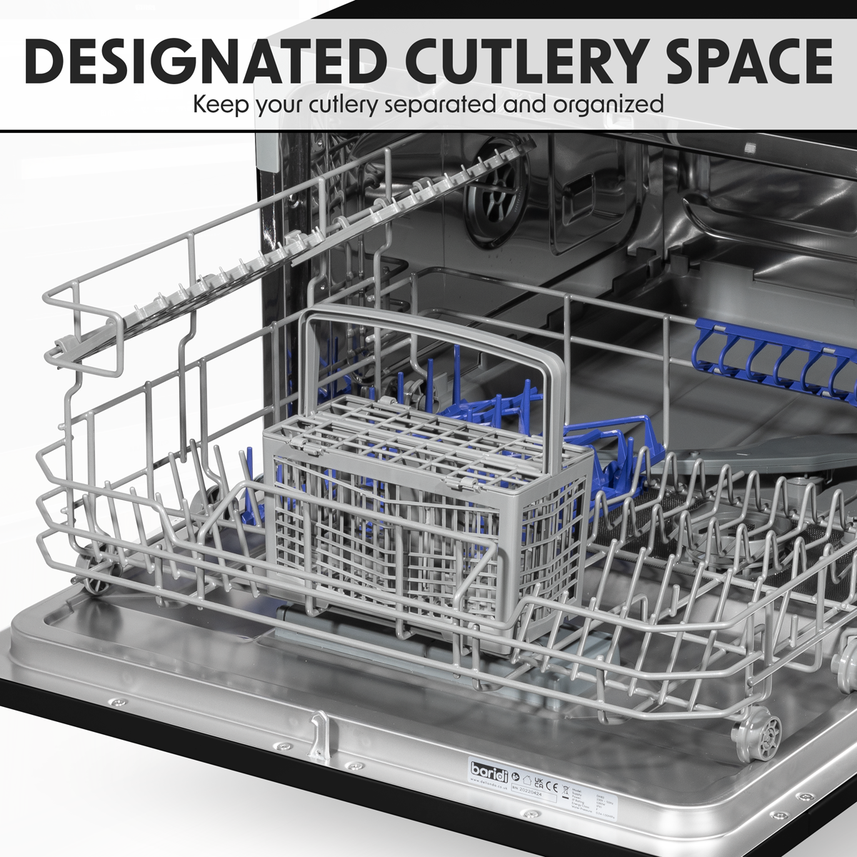 Baridi DH85 Baridi Tabletop Dishwasher 6 Place Settings 6.5L Capacity - Black
