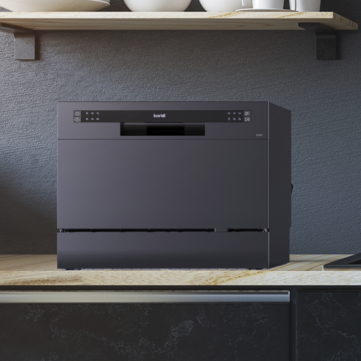 Baridi DH85 Baridi Tabletop Dishwasher 6 Place Settings 6.5L Capacity - Black