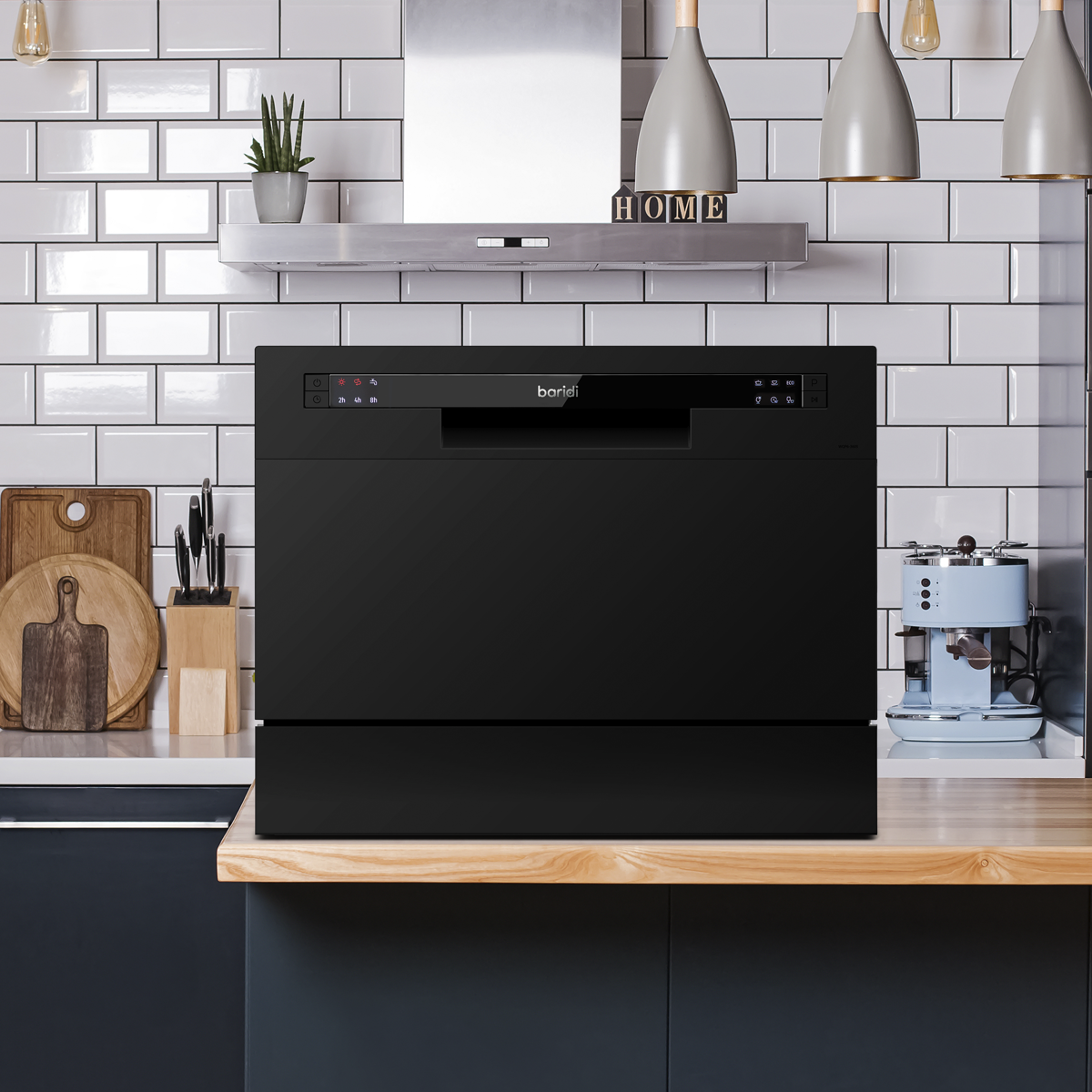 Baridi DH85 Baridi Tabletop Dishwasher 6 Place Settings 6.5L Capacity - Black