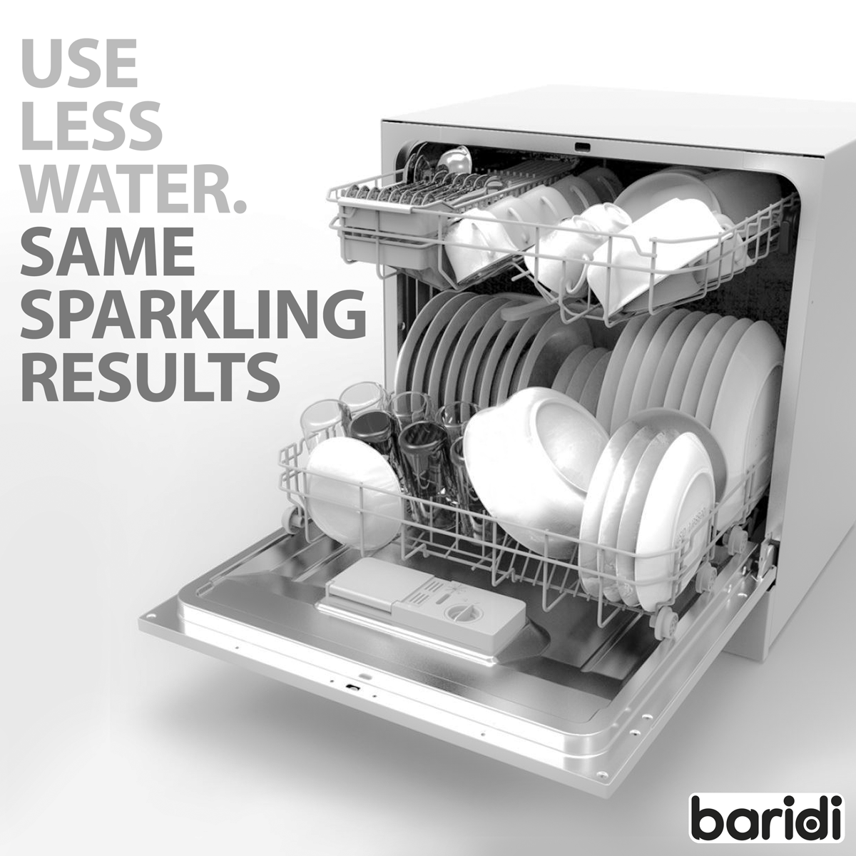 Baridi DH86 Baridi Tabletop Dishwasher 8 Place Settings 8L Capacity - White