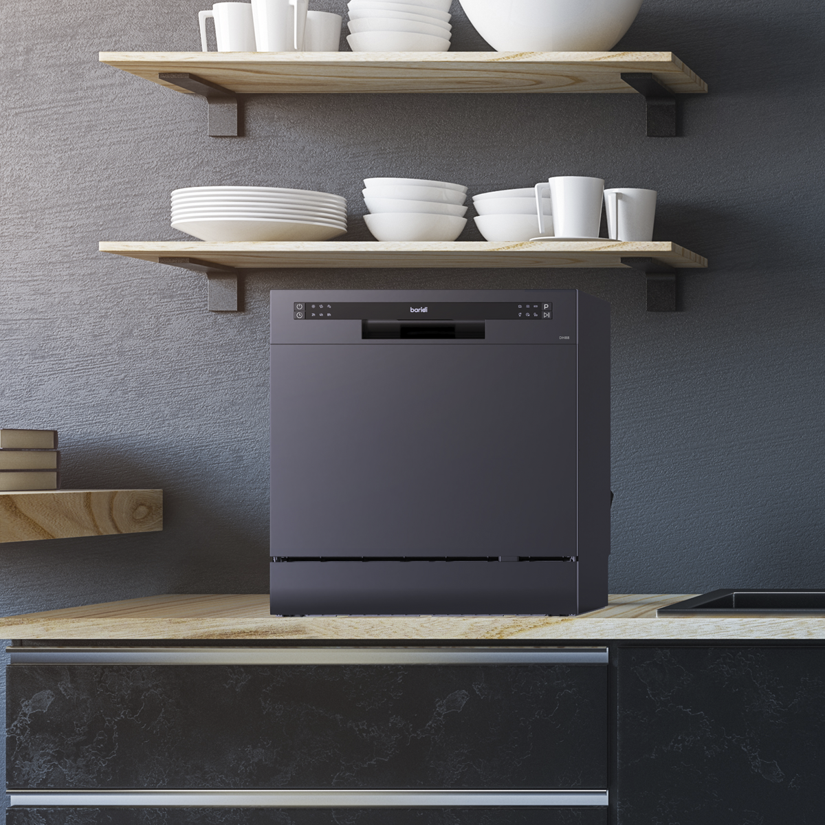 Baridi DH88 Baridi Tabletop Dishwasher 8 Place Settings 8L Capacity - Black