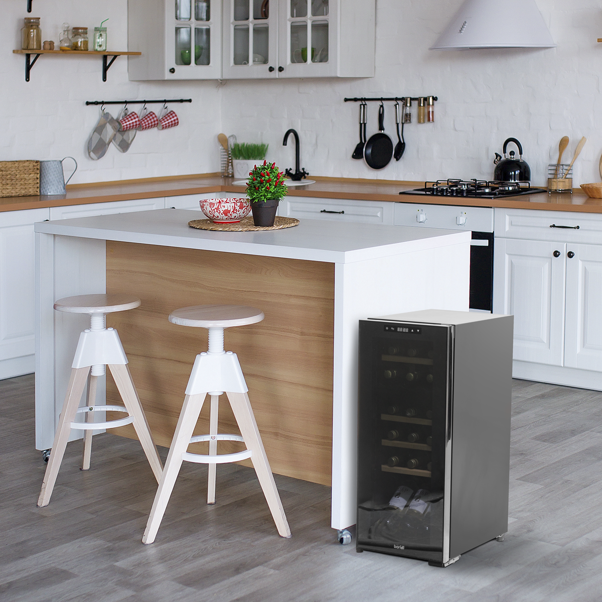 Baridi DH89 Baridi 18 Bottle Dual Zone Wine Fridge/Cooler with Digital Touch Screen Controls, Wooden Shelves & LED Light - Black
