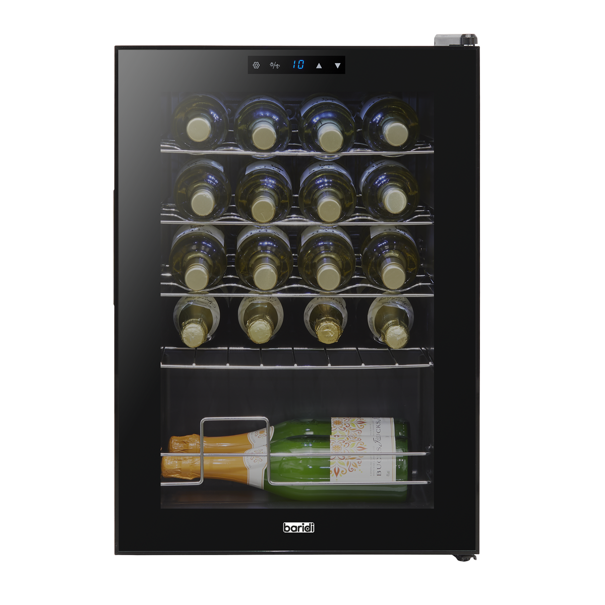 Baridi DH8 Baridi 20 Bottle Wine Fridge with Digital Touch Screen Controls, Metal Shelves & LED Light - Black