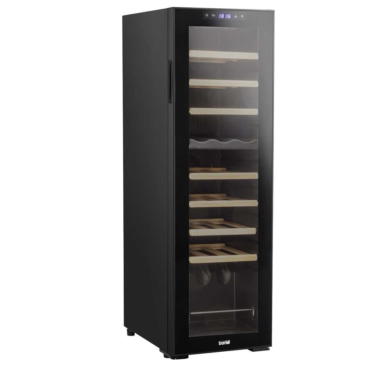 Baridi DH90 Baridi 27 Bottle Dual Zone Wine Fridge with Digital Touch Screen Controls, Beech Wood Shelves & LED Light - Black