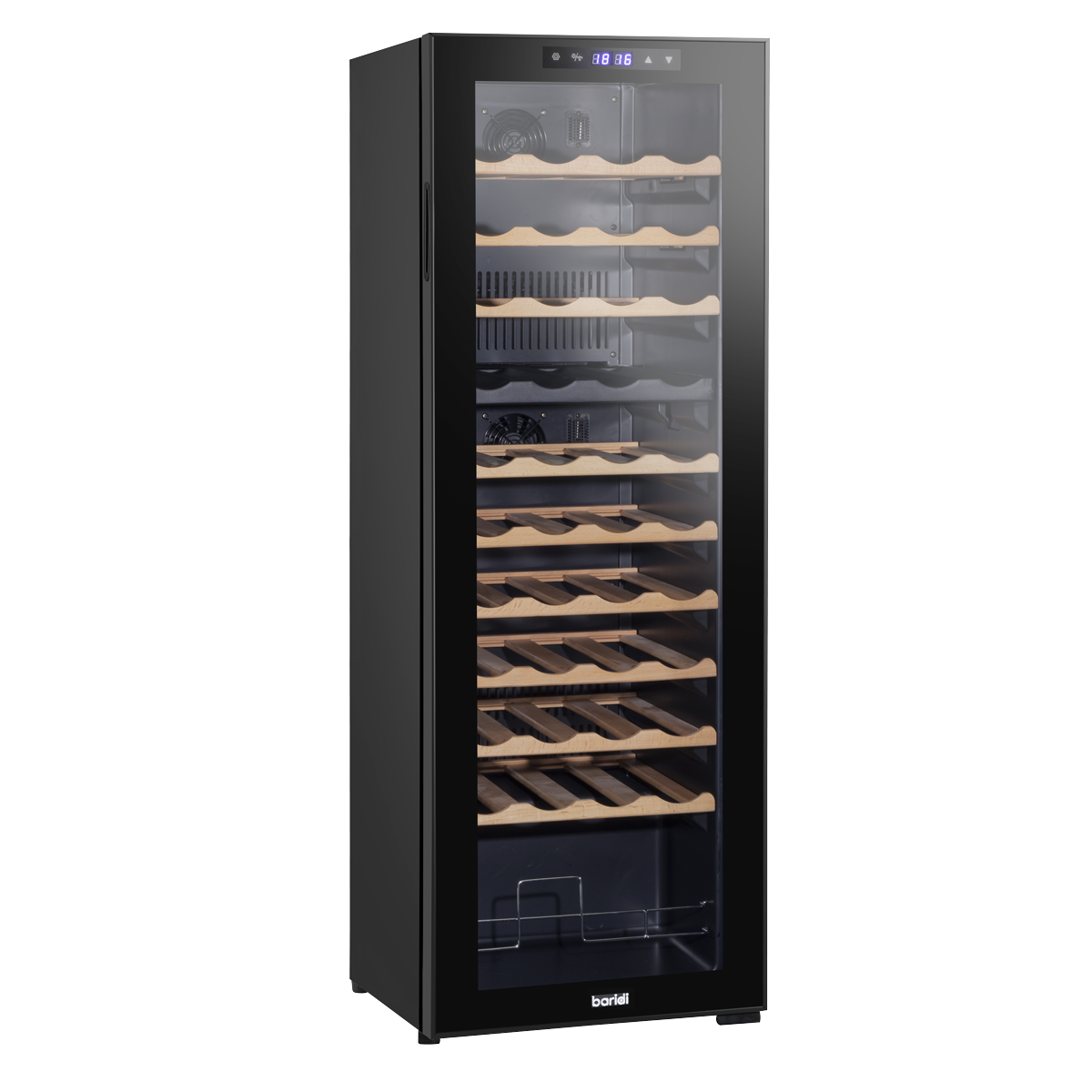 Baridi DH92 Baridi 44 Bottle Dual Zone Wine Fridge with Digital Touch Screen Controls, Beech Wood Shelves & LED Light - Black