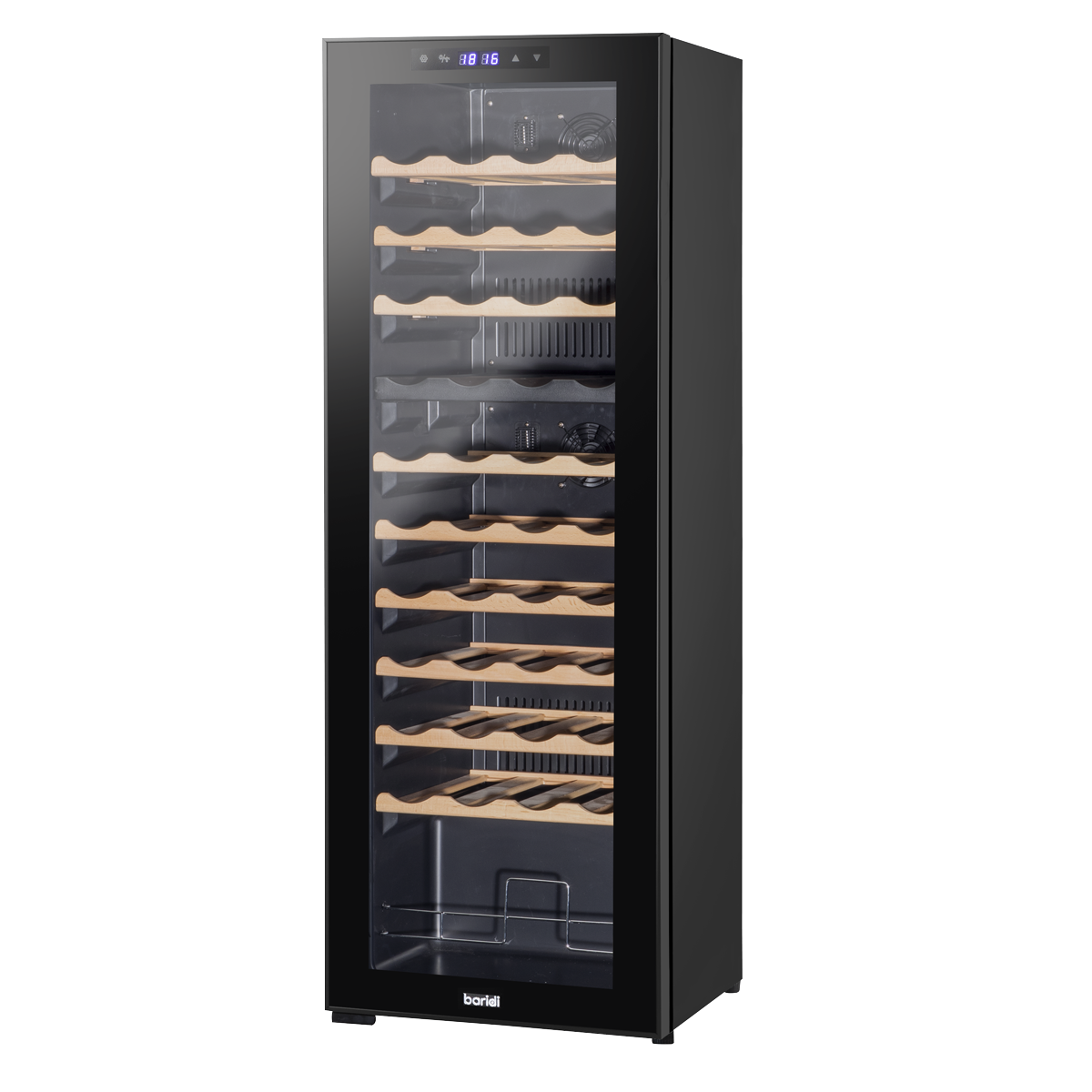 Baridi DH92 Baridi 44 Bottle Dual Zone Wine Fridge with Digital Touch Screen Controls, Beech Wood Shelves & LED Light - Black