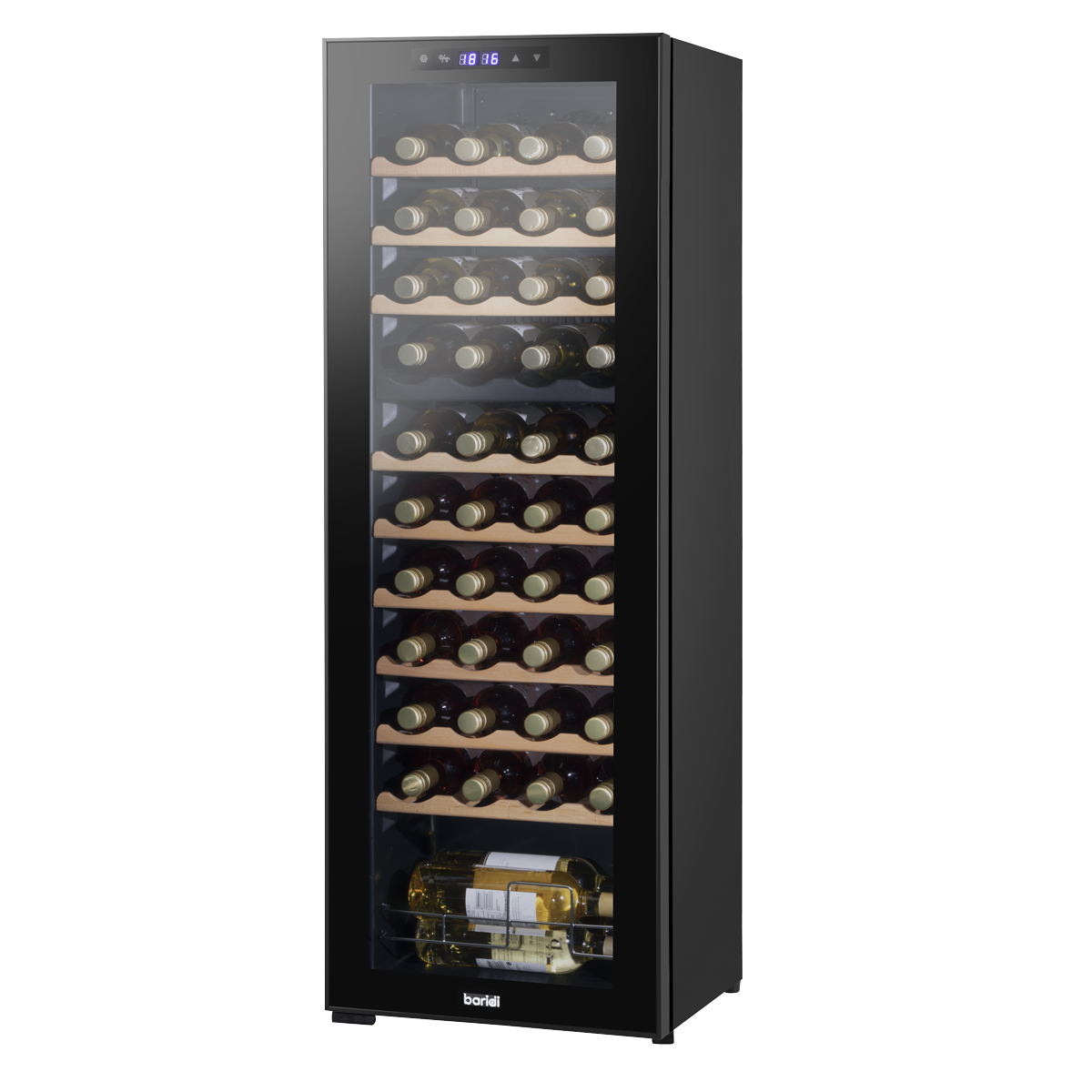Baridi DH92 Baridi 44 Bottle Dual Zone Wine Fridge with Digital Touch Screen Controls, Beech Wood Shelves & LED Light - Black