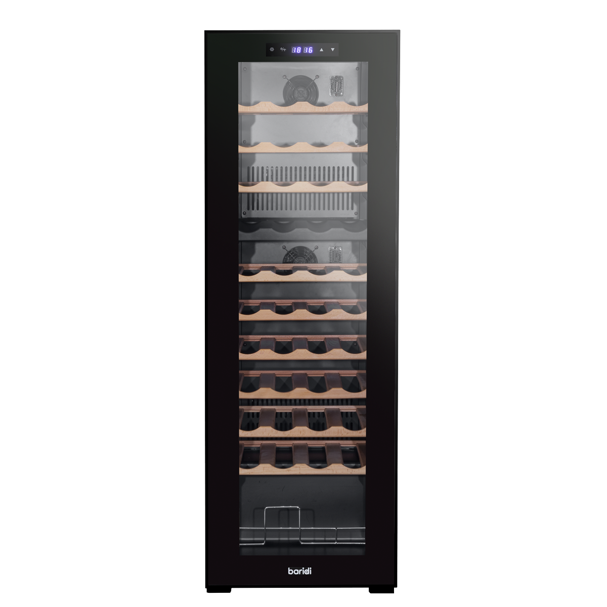 Baridi DH92 Baridi 44 Bottle Dual Zone Wine Fridge with Digital Touch Screen Controls, Beech Wood Shelves & LED Light - Black