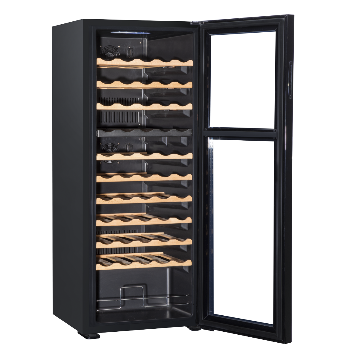 Baridi DH93 Baridi 55 Bottle Dual Zone Wine Fridge with Digital Touch Screen Controls, Beech Wood Shelves & LED Light - Black