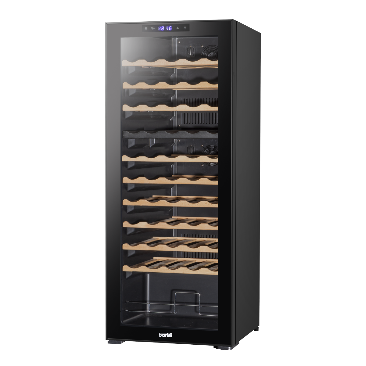 Baridi DH93 Baridi 55 Bottle Dual Zone Wine Fridge with Digital Touch Screen Controls, Beech Wood Shelves & LED Light - Black