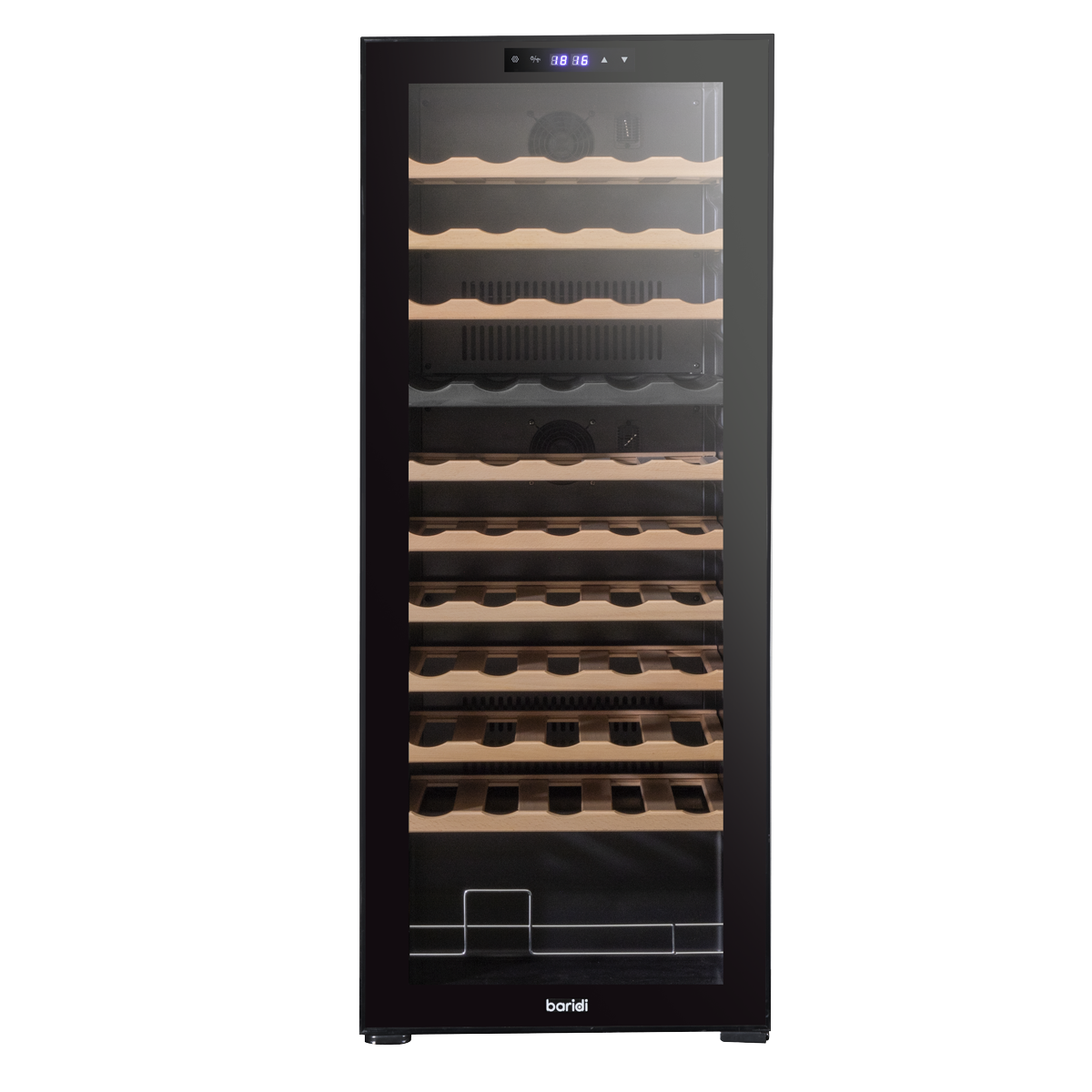 Baridi DH93 Baridi 55 Bottle Dual Zone Wine Fridge with Digital Touchscreen Controls, Beech Wood Shelves & LED Light - Black