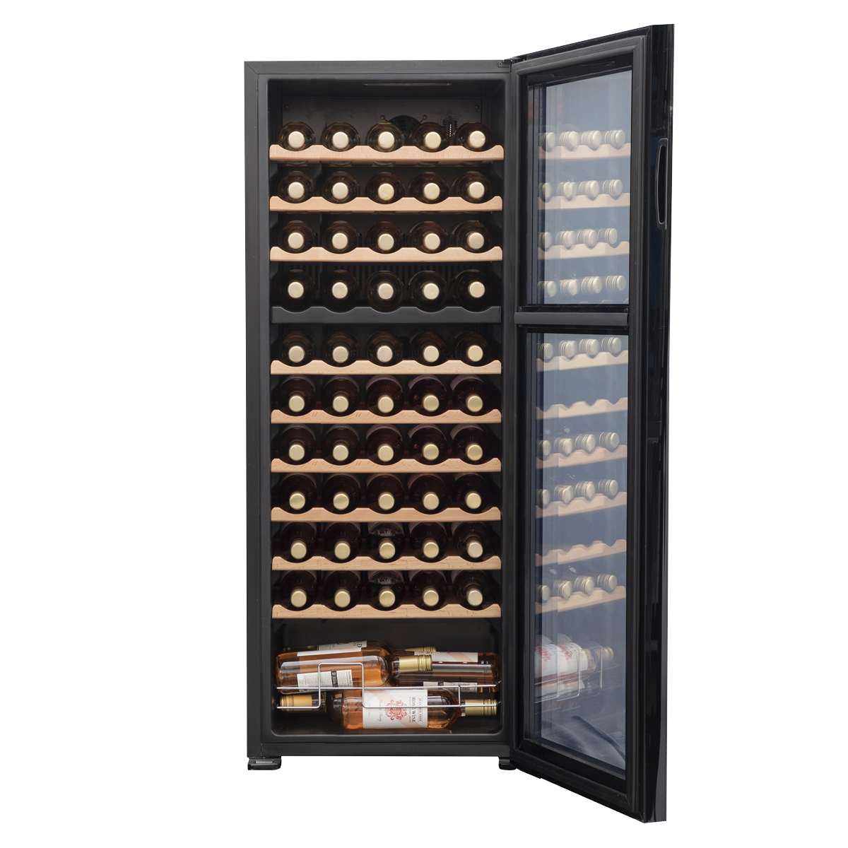 Baridi DH93 Baridi 55 Bottle Dual Zone Wine Fridge with Digital Touch Screen Controls, Beech Wood Shelves & LED Light - Black