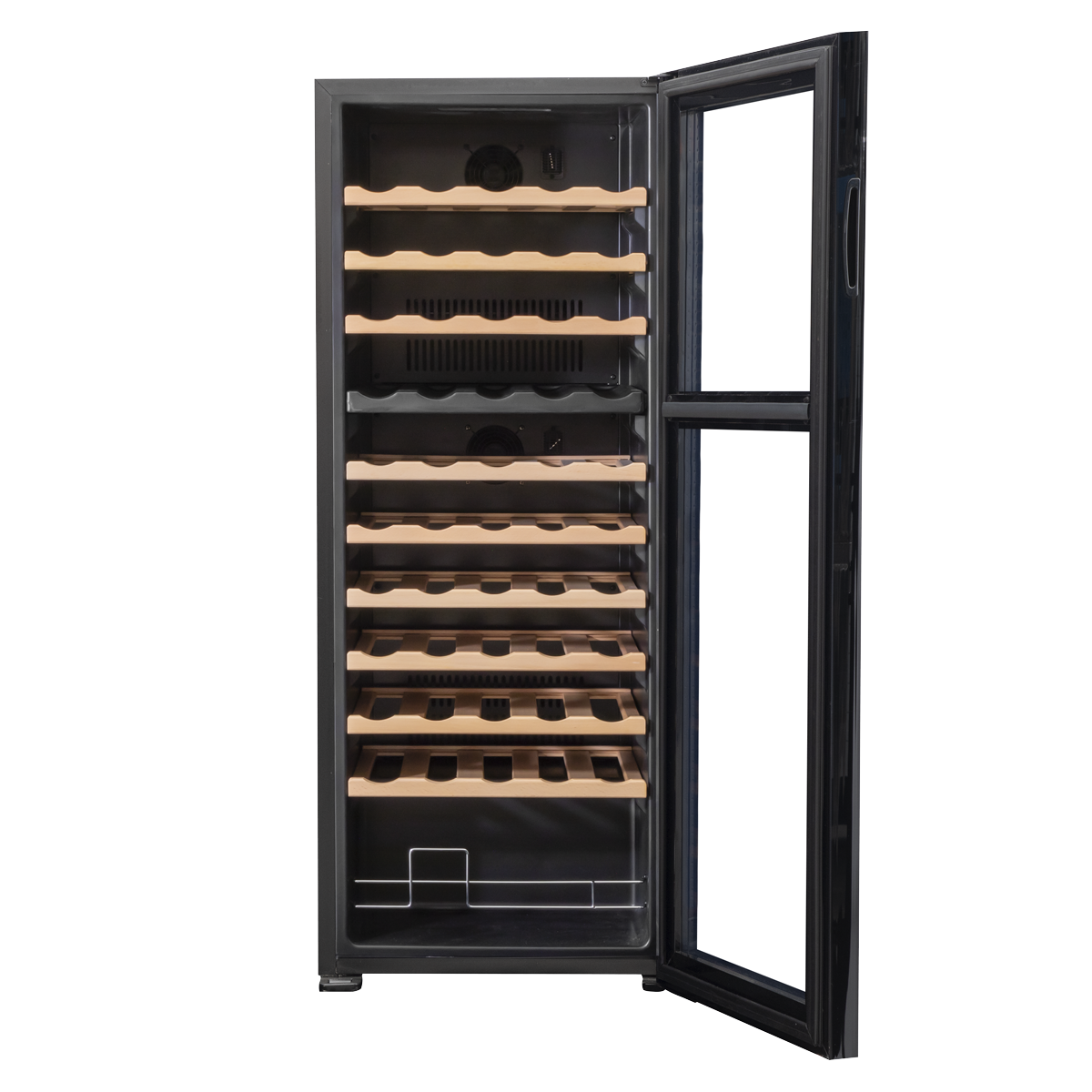 Baridi DH93 Baridi 55 Bottle Dual Zone Wine Fridge with Digital Touch Screen Controls, Beech Wood Shelves & LED Light - Black