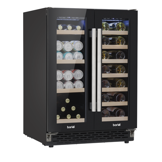 Baridi DH96 Baridi 40 Bottle/120 Can Dual Zone Undercounter/Freestanding Wine & Drinks Fridge - Black