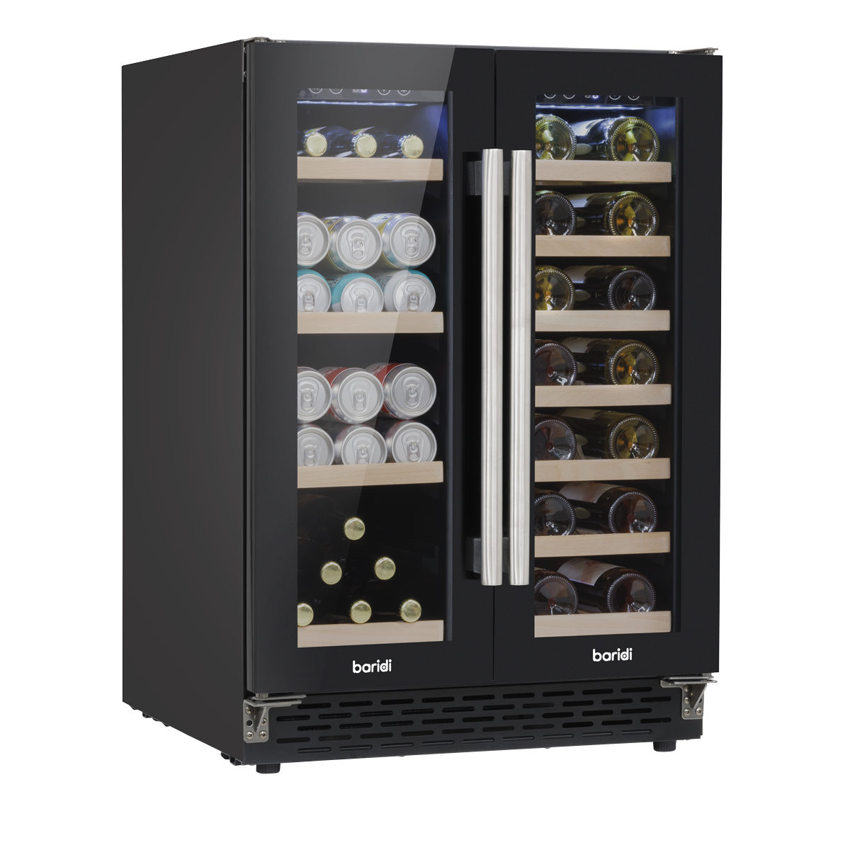 Baridi DH96 Baridi 40 Bottle/120 Can Dual Zone Undercounter/Freestanding Wine & Drinks Fridge - Black