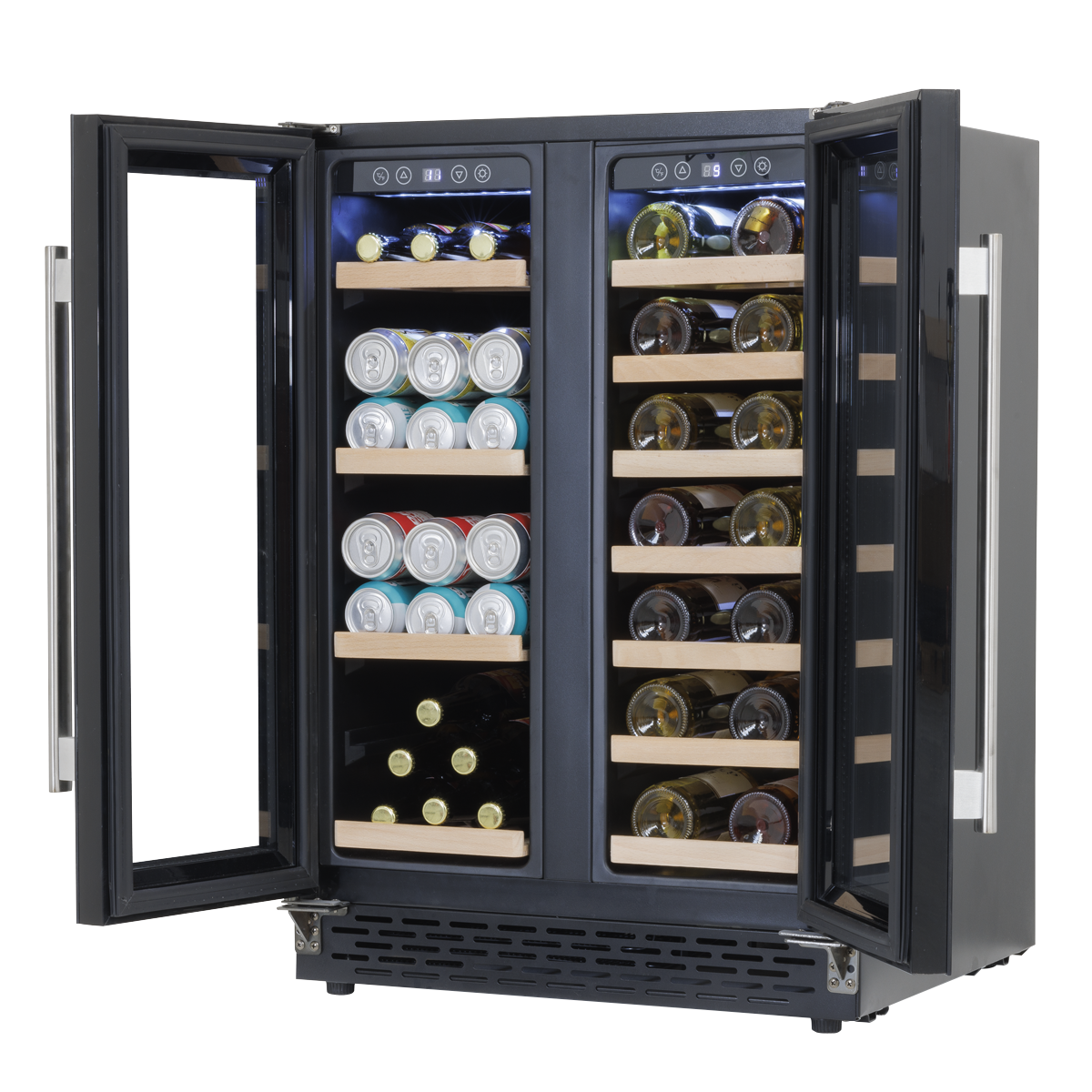 Baridi DH96 Baridi 40 Bottle/120 Can Dual Zone Undercounter/Freestanding Wine & Drinks Fridge - Black
