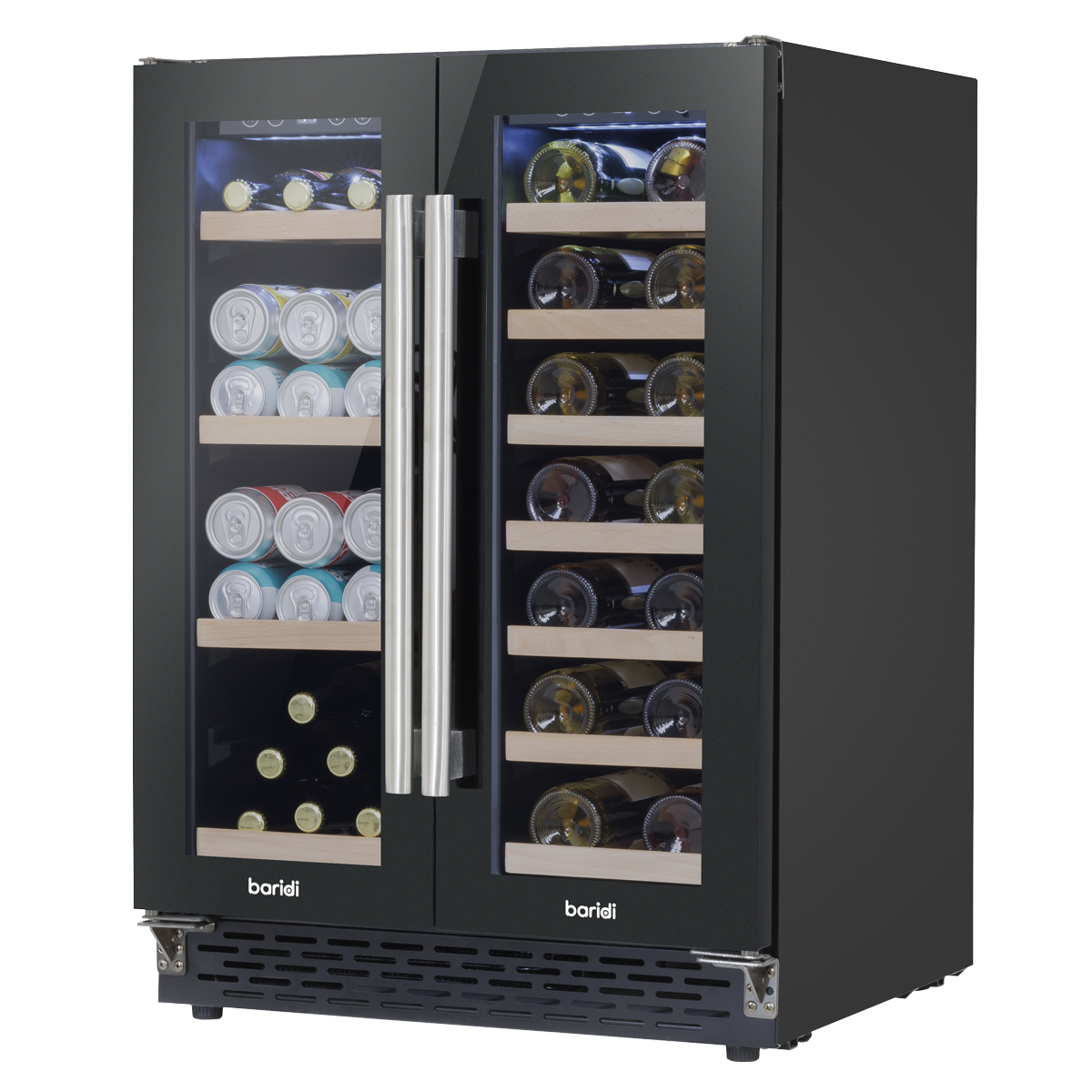 Baridi DH96 Baridi 40 Bottle/120 Can Dual Zone Undercounter/Freestanding Wine & Drinks Fridge - Black