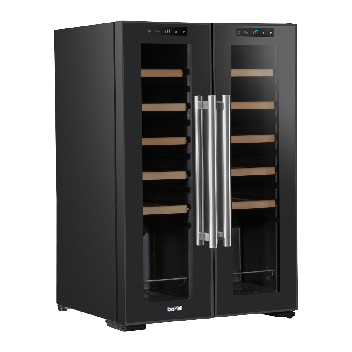 Baridi DH97 Baridi 24 Bottle Dual Zone Wine Fridge with Digital Touch Screen Controls, Beech Wood Shelves & LED Light - Black