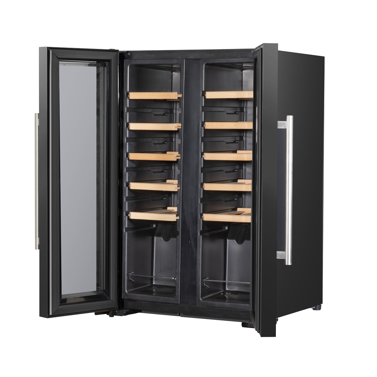 Baridi DH97 Baridi 24 Bottle Dual Zone Wine Fridge with Digital Touch Screen Controls, Beech Wood Shelves & LED Light - Black