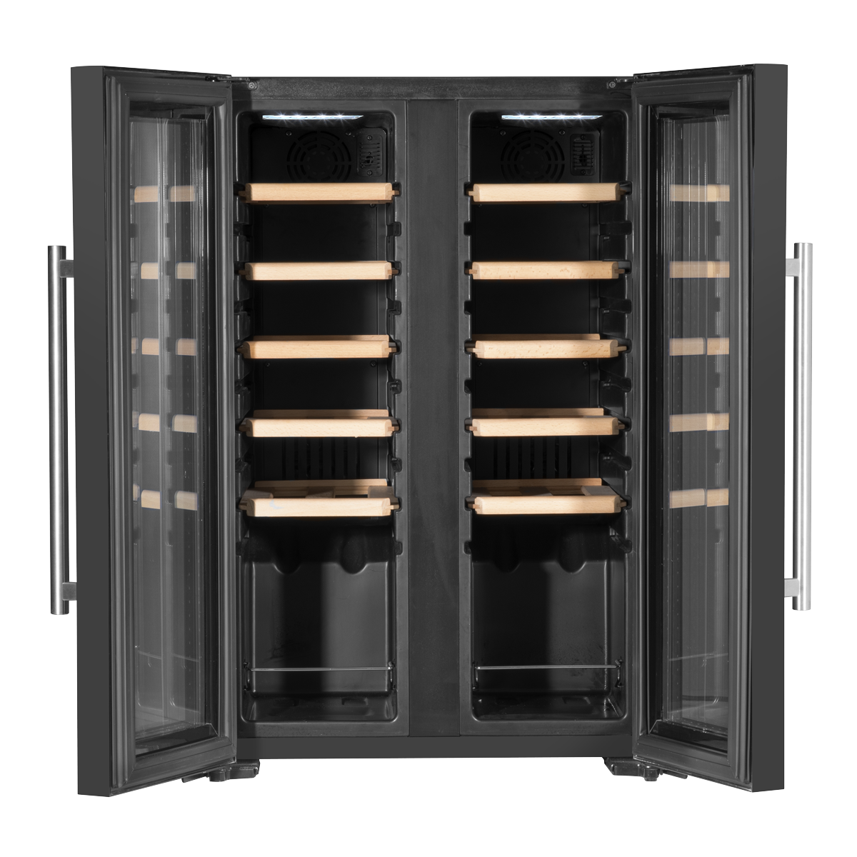Baridi DH97 Baridi 24 Bottle Dual Zone Wine Fridge with Digital Touch Screen Controls, Beech Wood Shelves & LED Light - Black