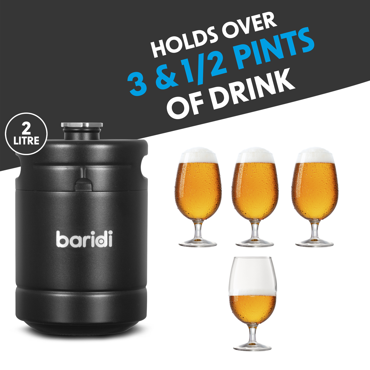 Baridi DH99 Baridi Keg 2L Capacity