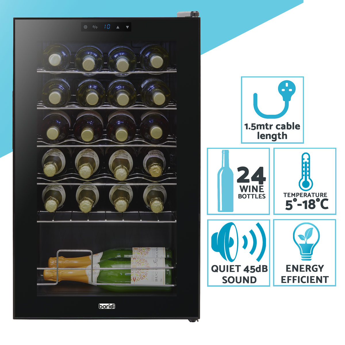 Baridi DH9 Baridi 24 Bottle Tabletop Wine Fridge & Cooler