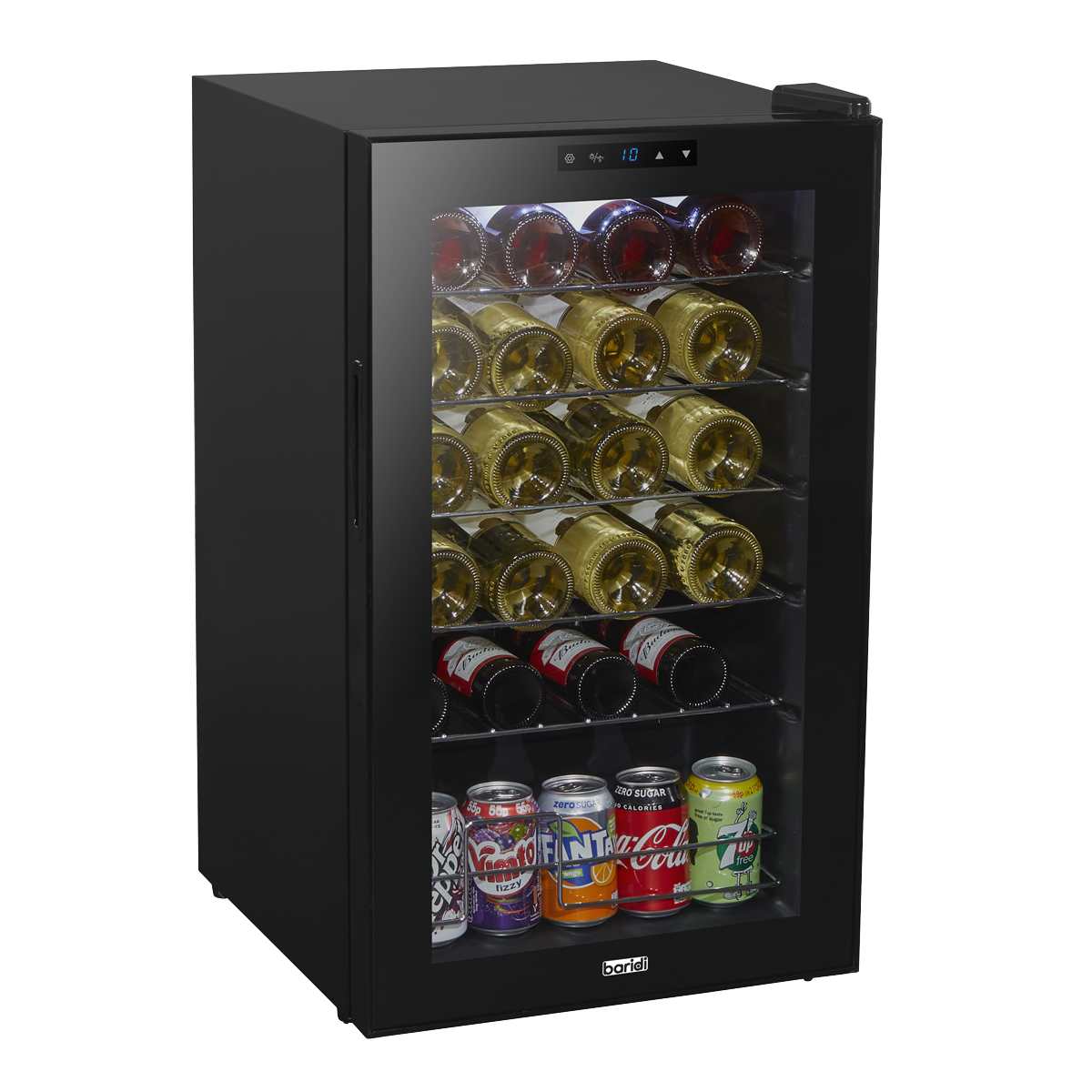 Baridi DH9 Baridi 24 Bottle Wine Fridge with Digital Touch Screen Controls, Metal Shelves & LED Light - Black