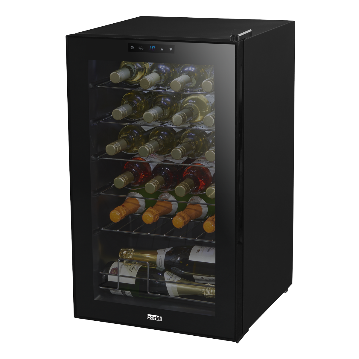 Baridi DH9 Baridi 24 Bottle Wine Fridge with Digital Touch Screen Controls, Metal Shelves & LED Light - Black