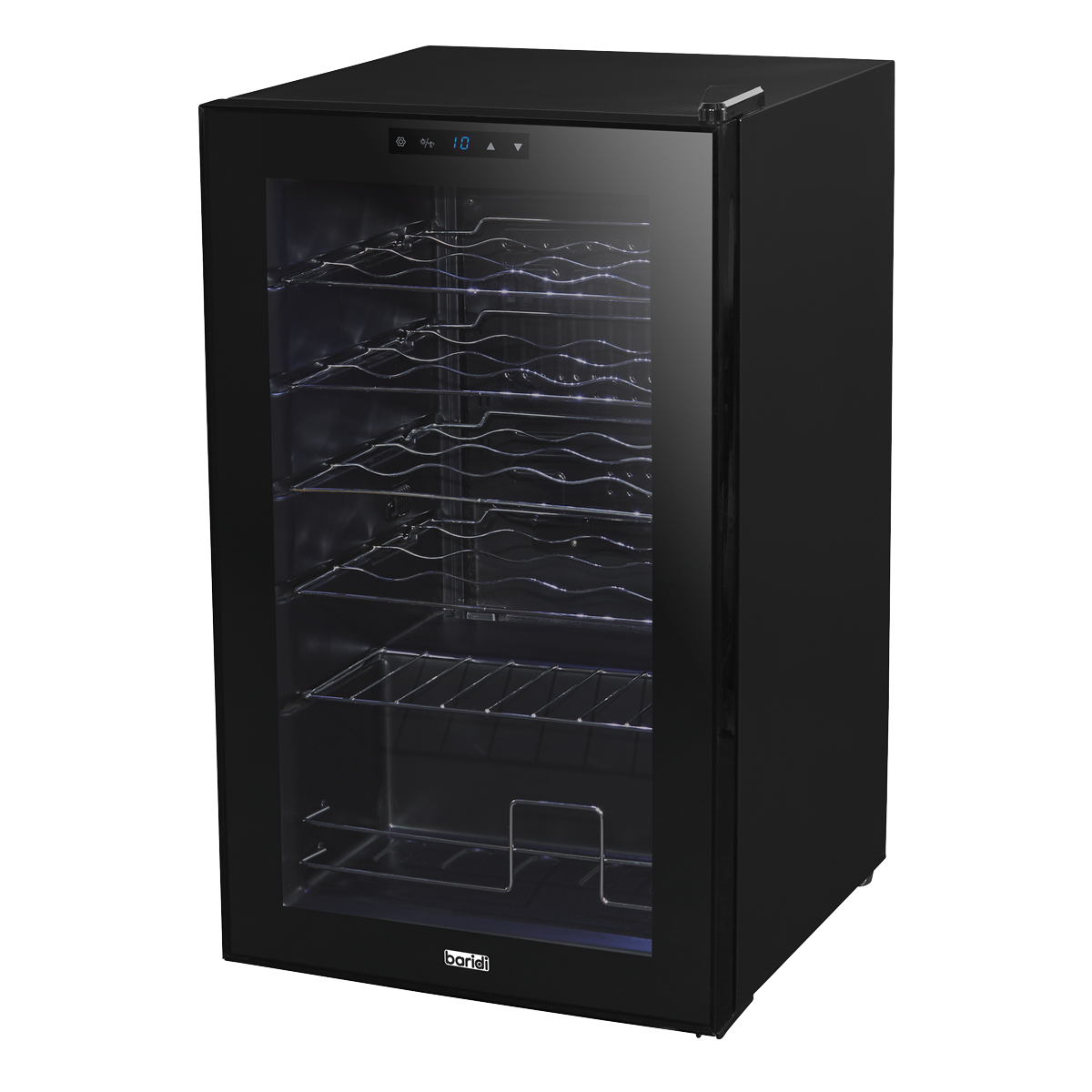 Baridi DH9 Baridi 24 Bottle Wine Fridge with Digital Touch Screen Controls, Metal Shelves & LED Light - Black