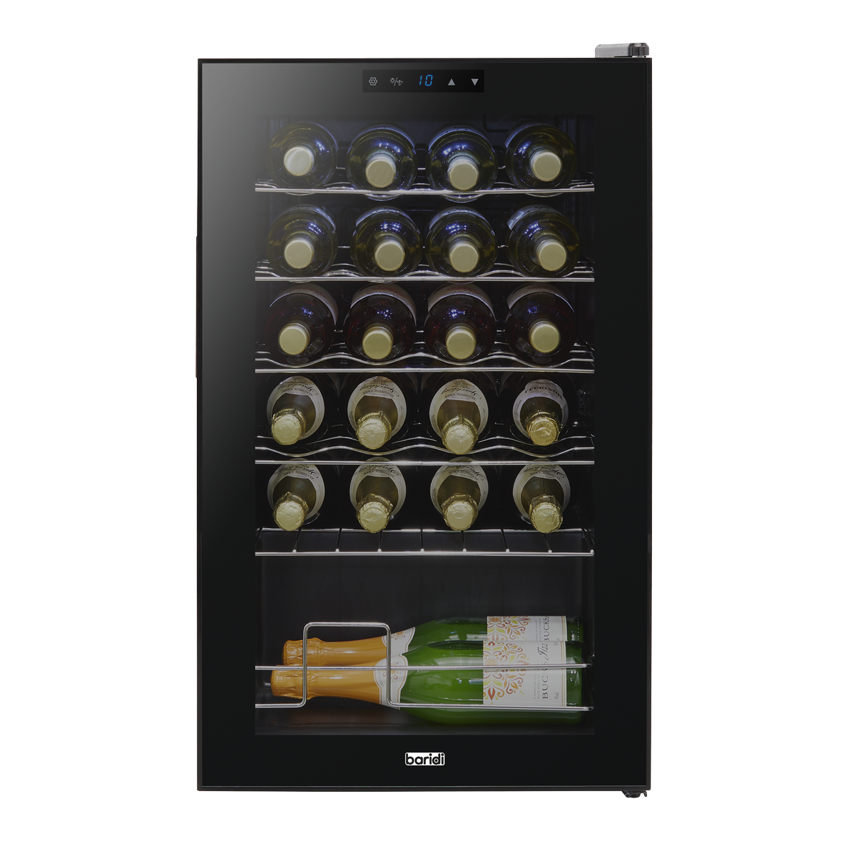 Baridi DH9 Baridi 24 Bottle Wine Fridge with Digital Touch Screen Controls, Metal Shelves & LED Light - Black