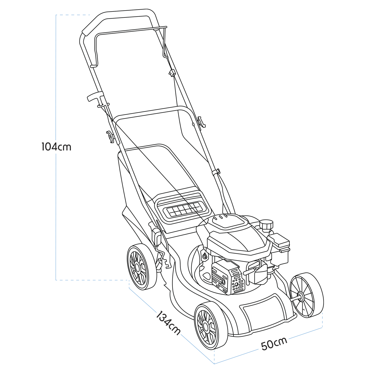 Dellonda DG100 Dellonda Hand-Propelled Petrol Lawnmower Grass Cutter, 127cc 16"/41cm 4-Stroke