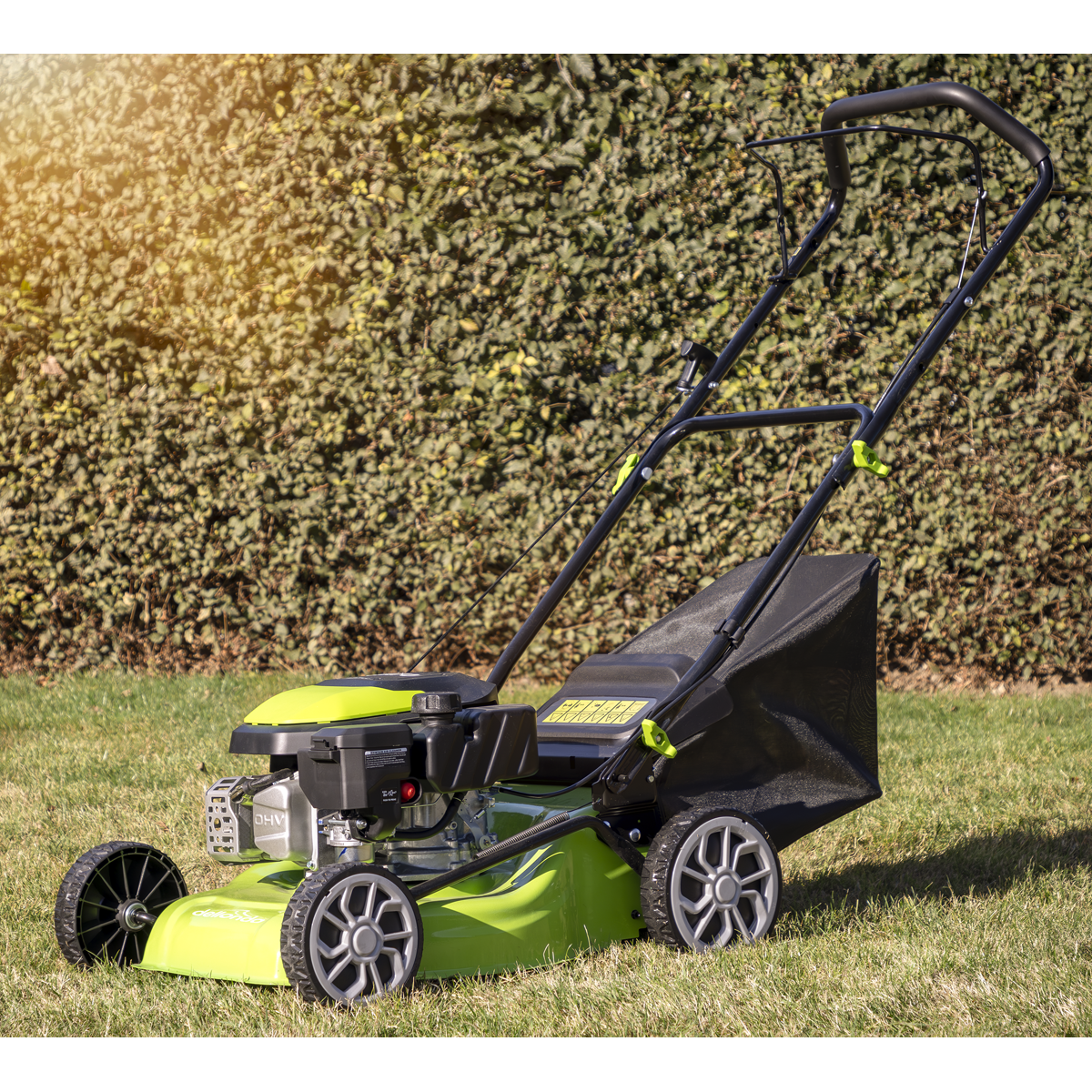 Dellonda DG100 Dellonda Hand-Propelled Petrol Lawnmower Grass Cutter, 127cc 16"/41cm 4-Stroke