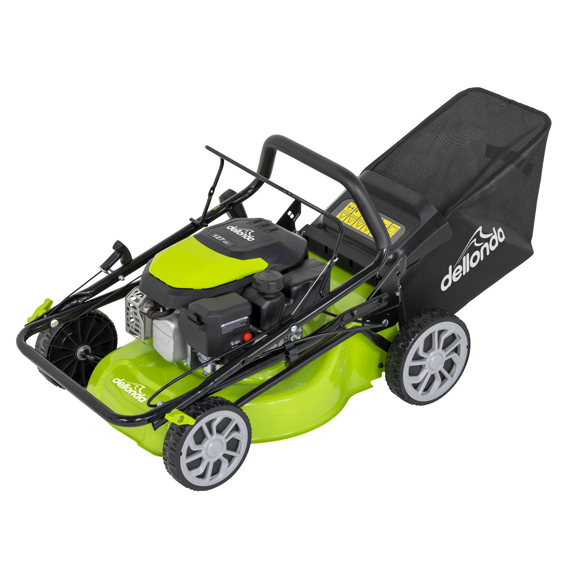 Dellonda DG100 Dellonda Hand-Propelled Petrol Lawnmower Grass Cutter, 127cc 16"/41cm 4-Stroke