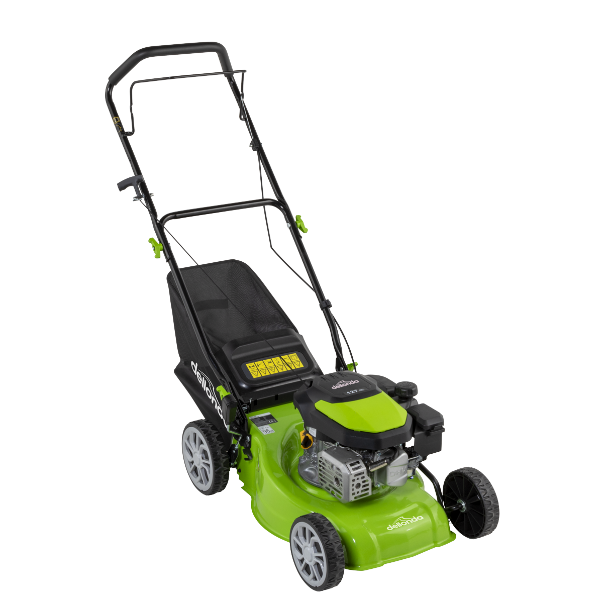 Dellonda DG100 Dellonda Hand-Propelled Petrol Lawnmower Grass Cutter, 127cc 16"/41cm 4-Stroke