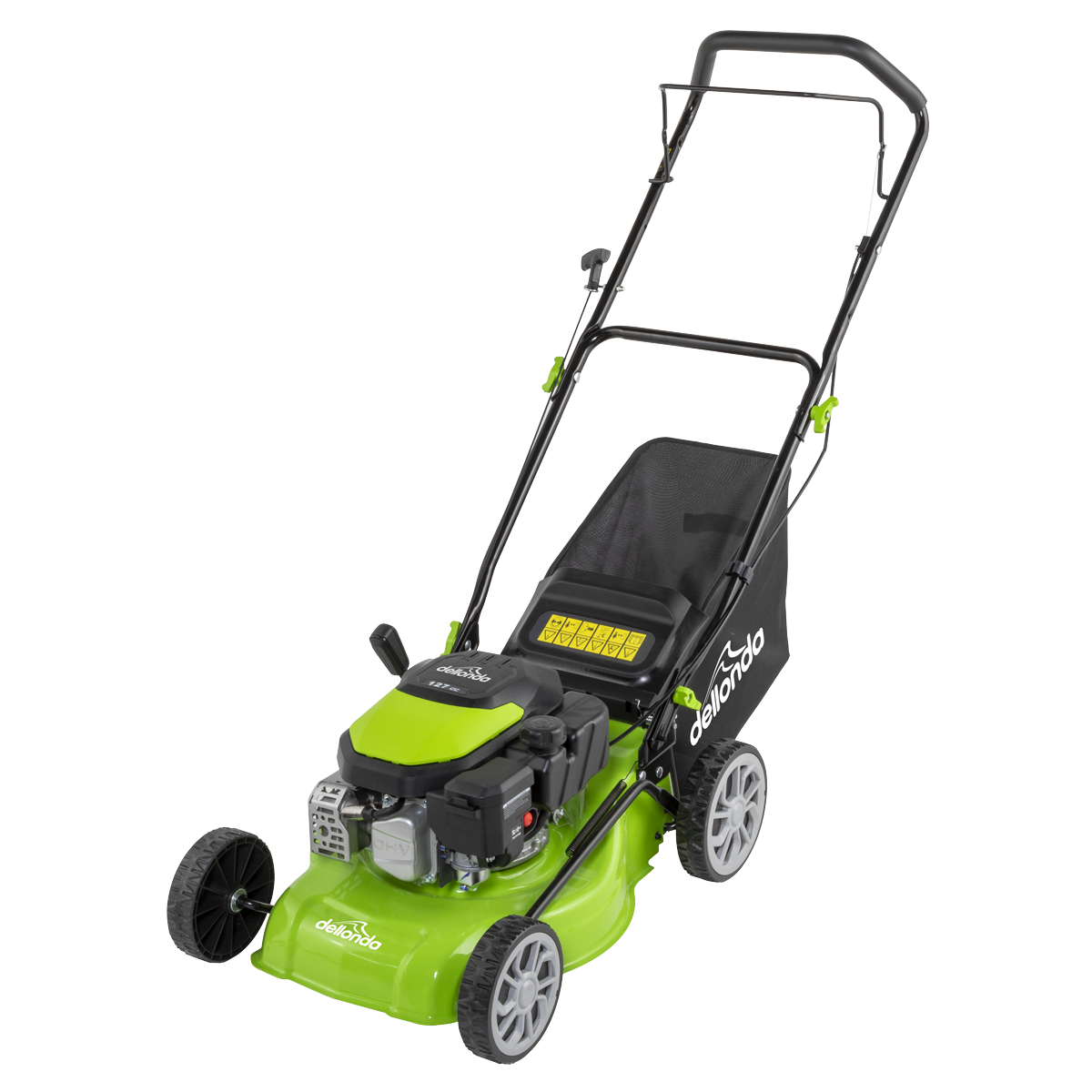Dellonda DG100 Dellonda Hand-Propelled Petrol Lawnmower Grass Cutter, 127cc 16"/41cm 4-Stroke