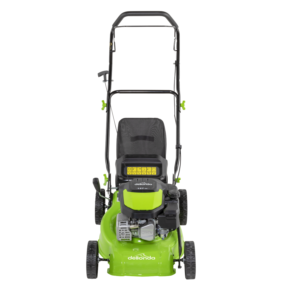 Dellonda DG100 Dellonda Hand-Propelled Petrol Lawnmower Grass Cutter, 127cc 16"/41cm 4-Stroke