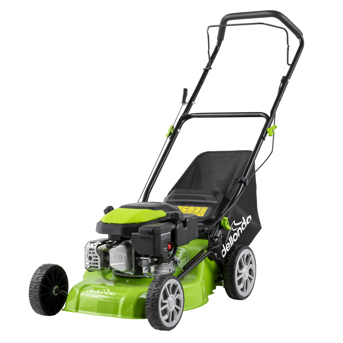 Dellonda DG100 Dellonda Hand-Propelled Petrol Lawnmower Grass Cutter, 127cc 16"/41cm 4-Stroke