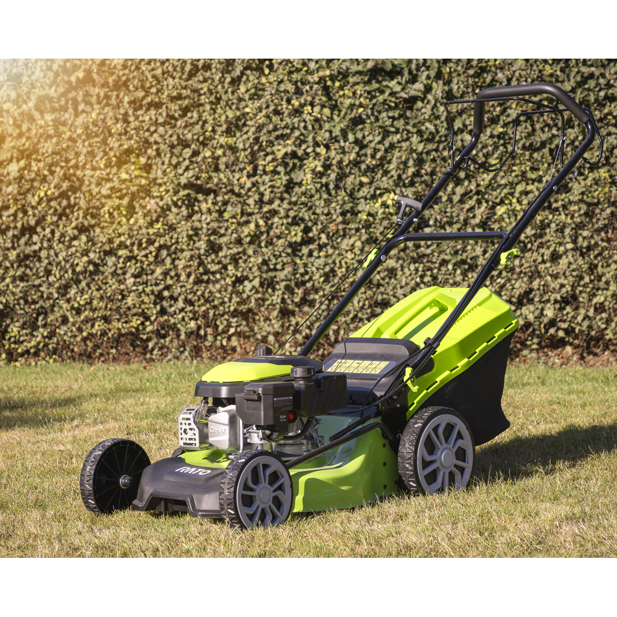 Dellonda DG101 Dellonda Self-Propelled Petrol Lawnmower Grass Cutter with Height Adjustment & Grass Bag 144cc 18"/46cm 4-Stroke Engine