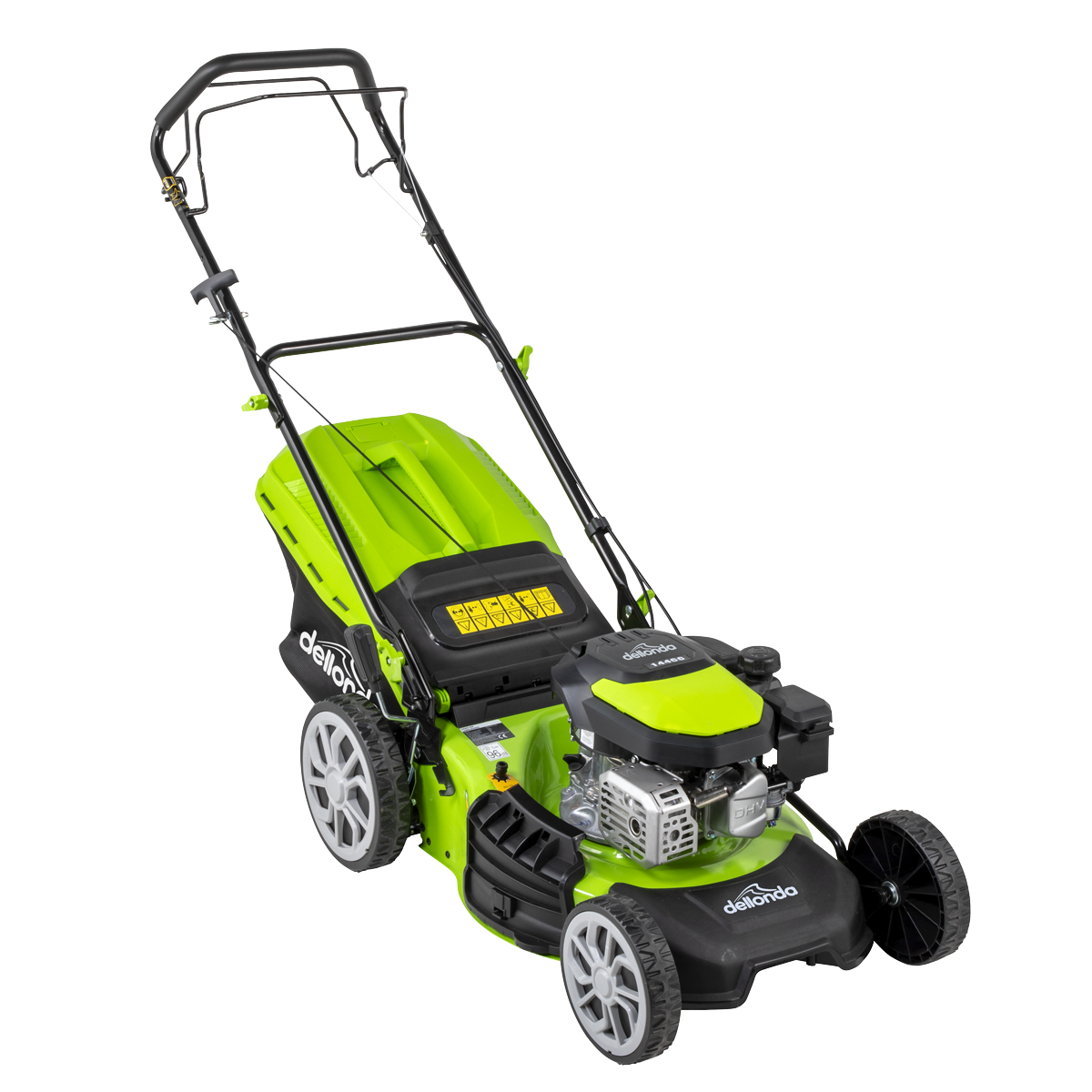 Dellonda DG101 Dellonda Self-Propelled Petrol Lawnmower Grass Cutter with Height Adjustment & Grass Bag 144cc 18"/46cm 4-Stroke Engine