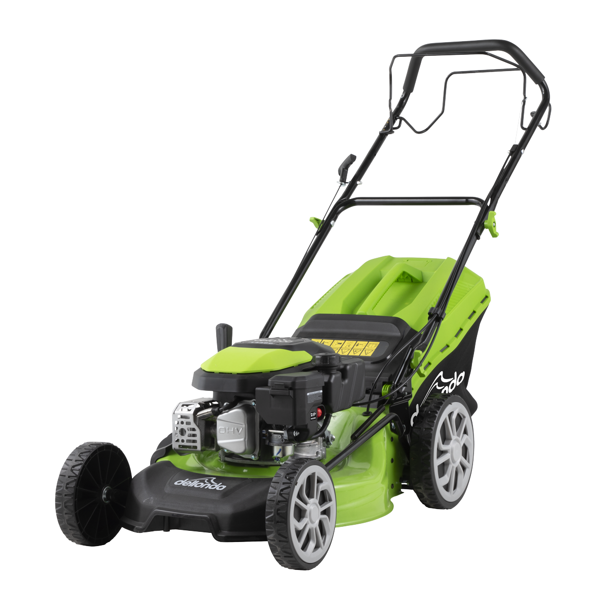 Dellonda DG101 Dellonda Self-Propelled Petrol Lawnmower Grass Cutter with Height Adjustment & Grass Bag 144cc 18"/46cm 4-Stroke Engine